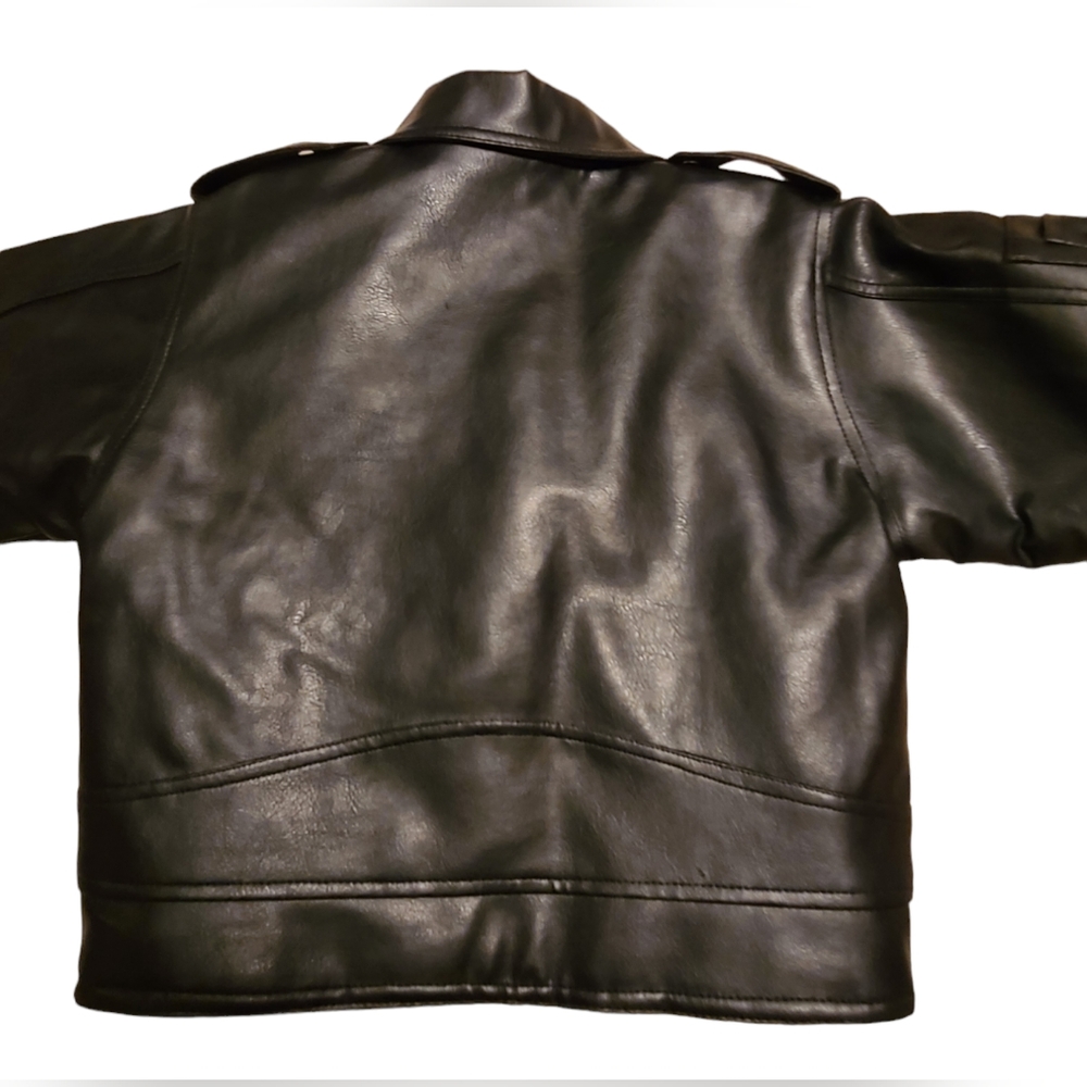Black Childs size 7 leather coat - Picture 3 of 16